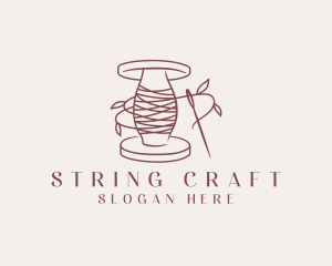 String - Sewing Leaf Thread Needle logo design