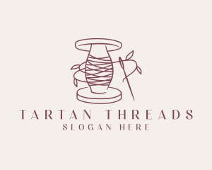 Sewing Leaf Thread Needle logo design