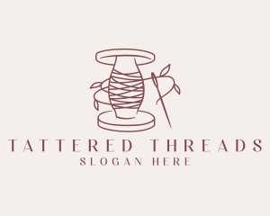 Sewing Leaf Thread Needle logo design