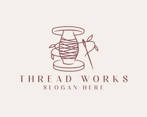 Thread - Sewing Leaf Thread Needle logo design