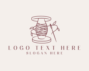 Sewing Leaf Thread Needle Logo