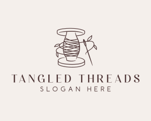 Sewing Leaf Thread Needle logo design