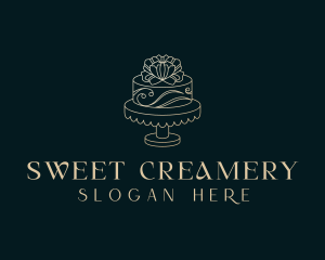 Flower Wedding Cake logo design