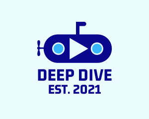 Blue Submarine Ship  logo design