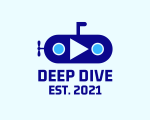 Submarine - Blue Submarine Ship logo design