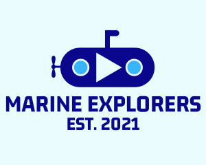 Blue Submarine Ship  logo design