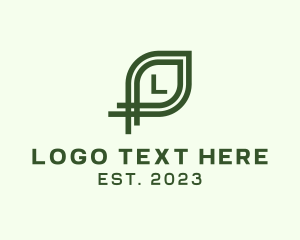 Green - Linear Leaf Nature Organic logo design