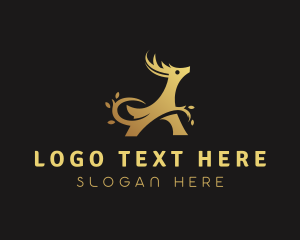 Hunting - Abstract Golden Deer logo design