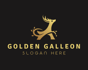 Abstract Golden Deer  logo design