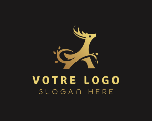 Stag - Abstract Golden Deer logo design