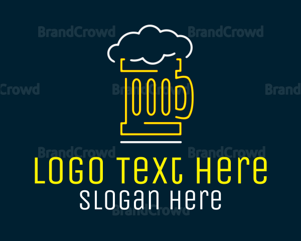 Neon Beer Mug Logo