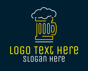 Beer - Neon Beer Mug logo design