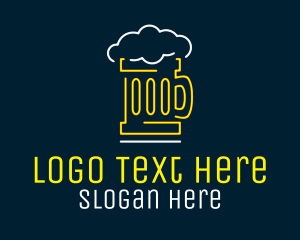 Draught Beer - Neon Beer Mug logo design