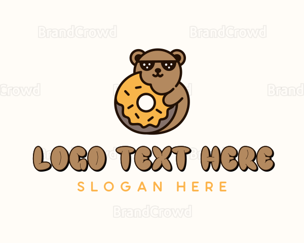 Bear Donut Dessert Logo