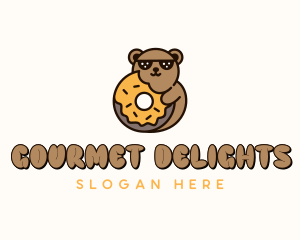 Bear Donut Dessert  logo design