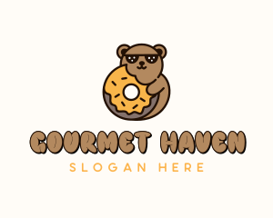 Bear Donut Dessert  logo design