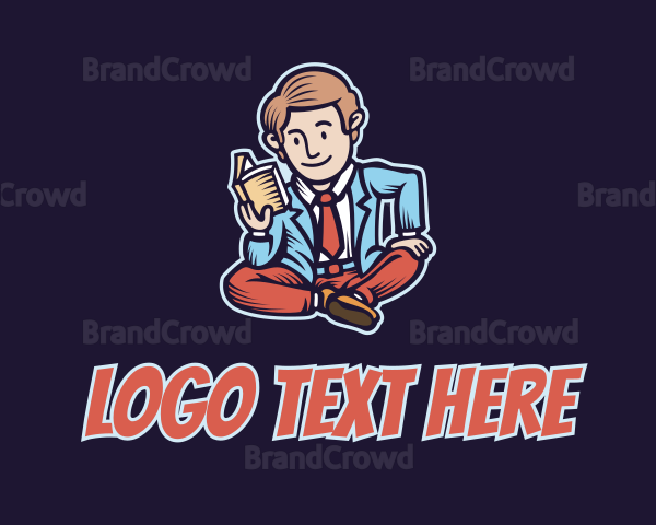 Reading Man Cartoon Logo