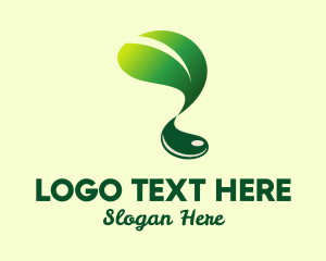 Peaceful - Green Leaf Ink Droplet logo design