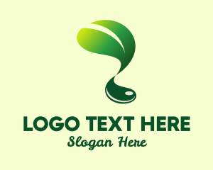 Ink - Green Leaf Ink Droplet logo design