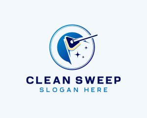 Sweeping - Cleaning Disinfection Mop logo design