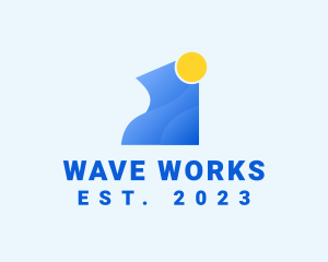 Sun Ocean Wave logo design