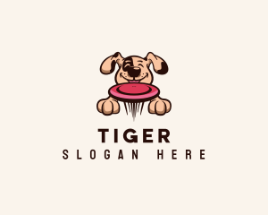 Dog Play Frisbee Logo