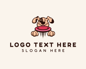 Dog Play Frisbee logo design