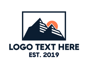 Everest - Sun Mountain Peak logo design