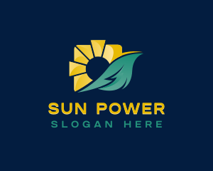 Solar Sun Leaf logo design