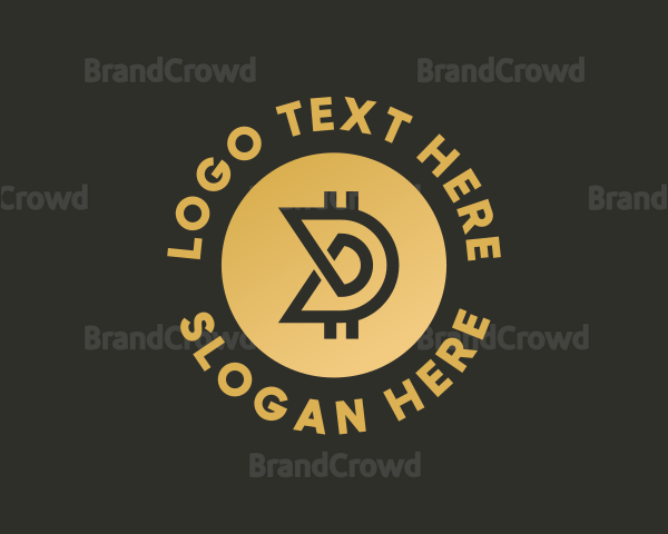 Cryptocurrency Bitcoin Letter D Logo