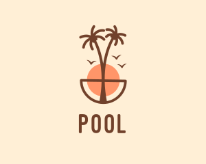 Palm Tree - Sunset Island Adventure logo design