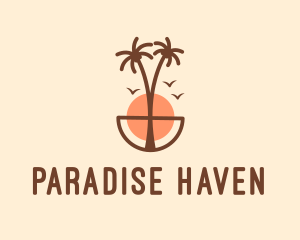 Sunset Island Adventure  logo design