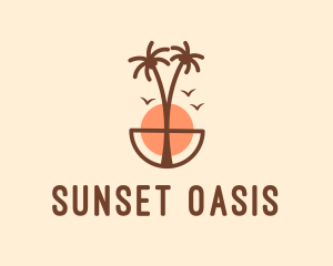 Sunset Island Adventure  logo design