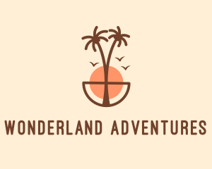 Sunset Island Adventure  logo design