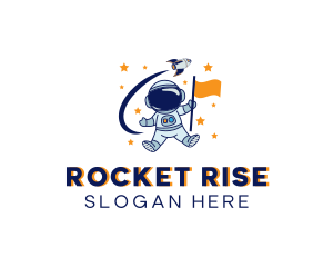 Space Rocket Astronaut logo design