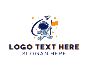 Flag - Space Rocket Astronaut logo design