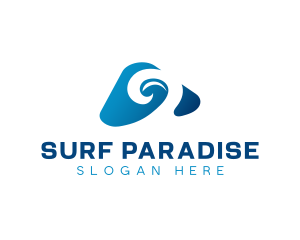 Surfing Beach Waves logo design