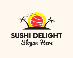 Sushi - Tropical Sushi Sunset logo design