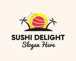 Tropical Sushi Sunset logo design