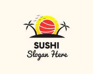 Tropical Sushi Sunset logo design