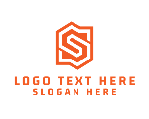 Polygonal - Edgy Orange Letter S logo design