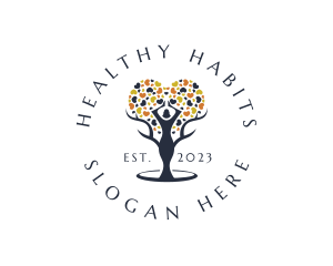 Woman Tree Heart Wellness logo design