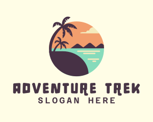 Backpacking - Tropical Ocean Beach logo design