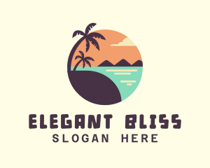 Holiday Getaway - Tropical Ocean Beach logo design