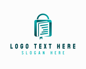 Online Shop - Book Shopping Bag logo design