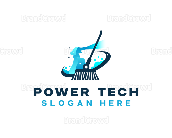 Broom Sprayer Janitorial Cleaning Logo