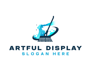 Broom Sprayer Janitorial Cleaning Logo