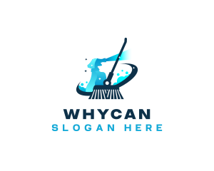 Broom Sprayer Janitorial Cleaning Logo