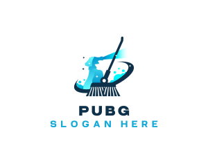 Mop - Broom Sprayer Janitorial Cleaning logo design