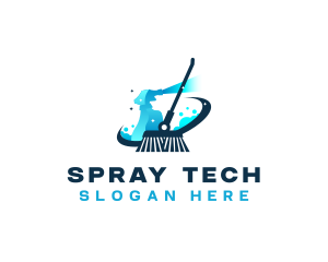 Sprayer - Broom Sprayer Janitorial Cleaning logo design